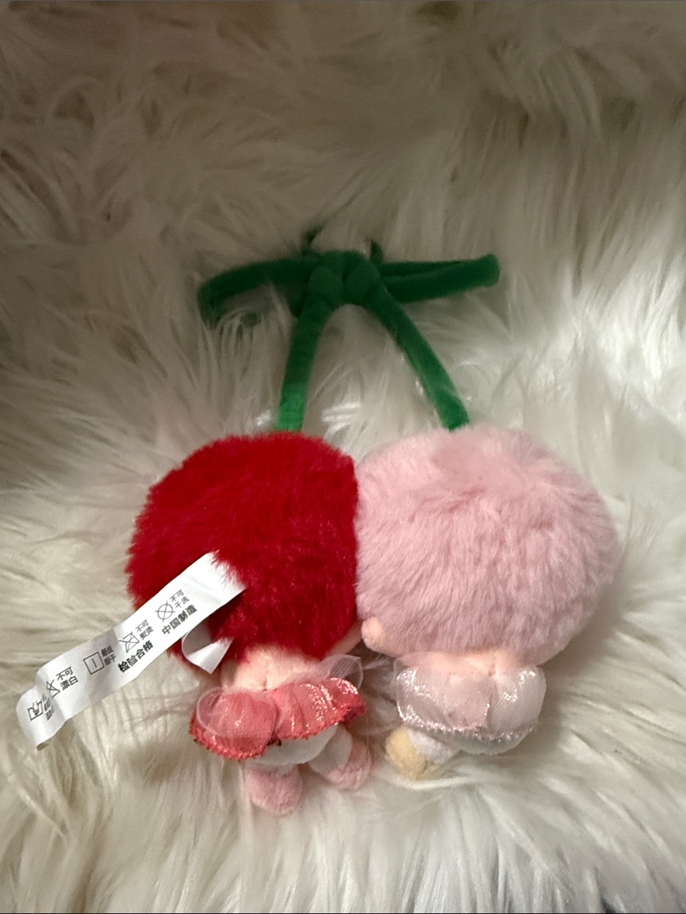 Plush Twin Doll Key & Card Holder - Pink and Red - Picture 2 of 5